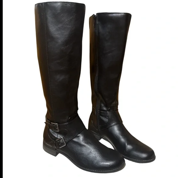 Women’s Knee High Black Leather Boots Size 10W - Picture 4 of 11